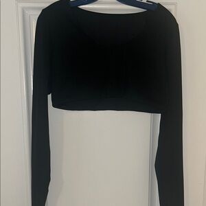 Elegant Black Long Sleeve Crop Top